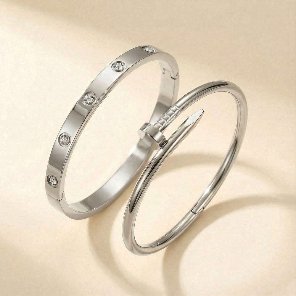 Nail Duo Set bangles in Stainless Steel