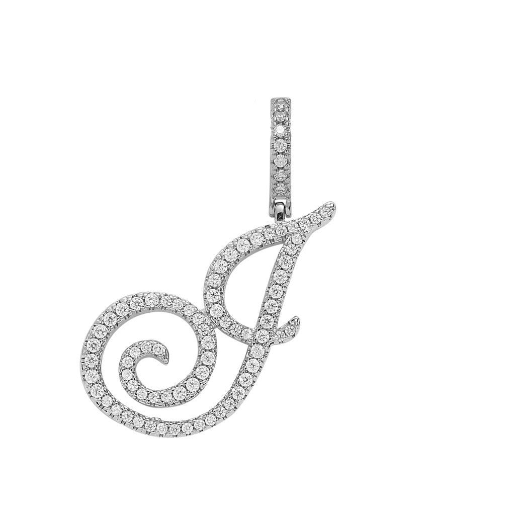 Zircon Alphabet Pendant Necklace in Stainless Steel