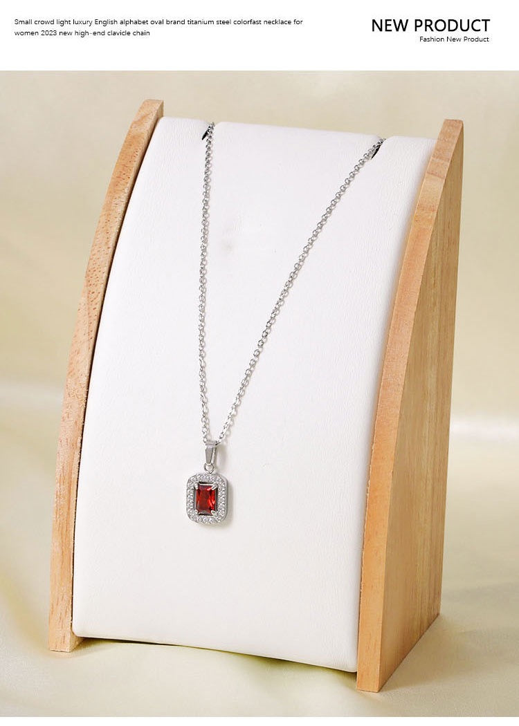 Red Zirconia Necklace - Stainless Steel