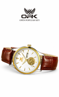 OPK Waterproof Brown Leather Men’s Watches