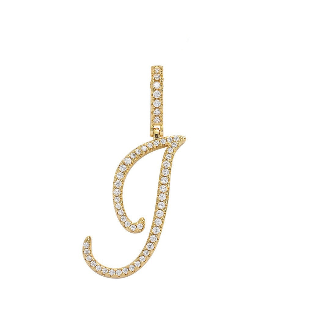 Zircon Alphabet Pendant Necklace in Stainless Steel
