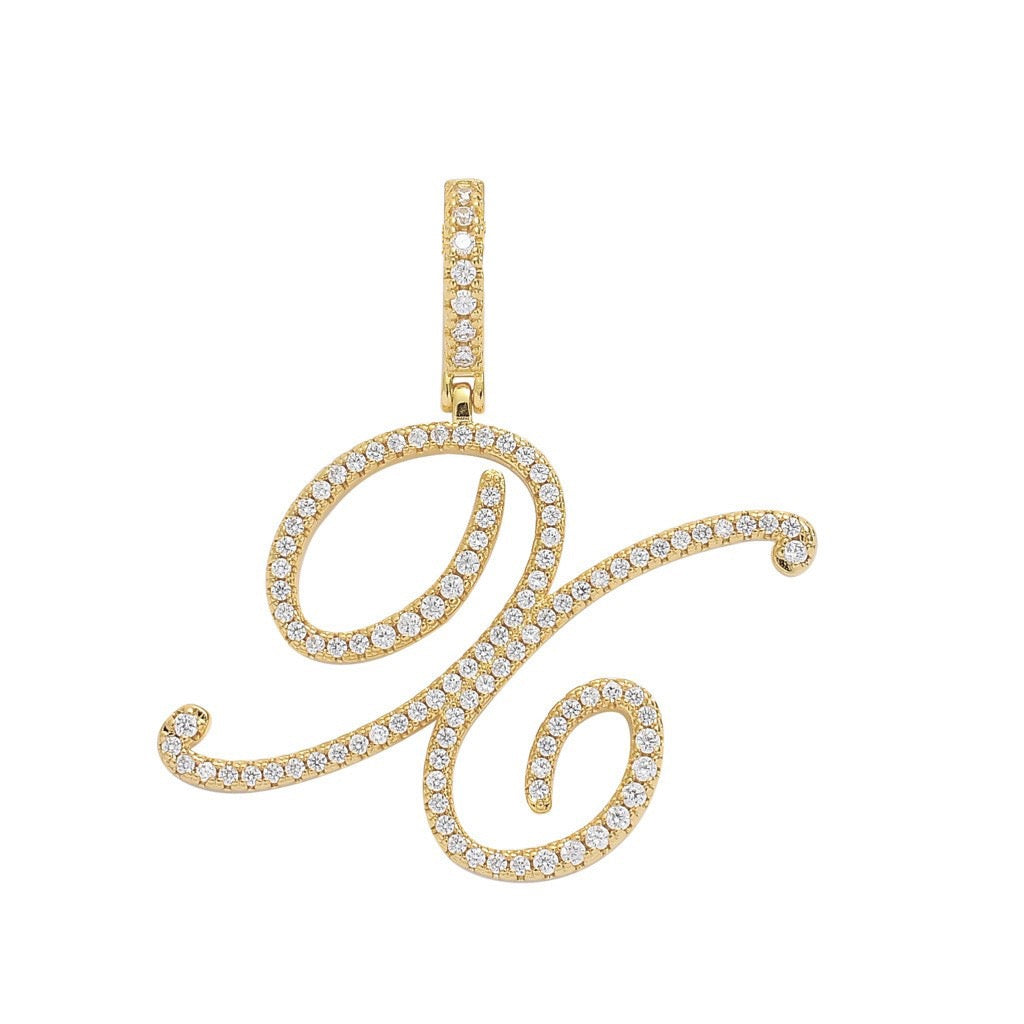 Zircon Alphabet Pendant Necklace in Stainless Steel