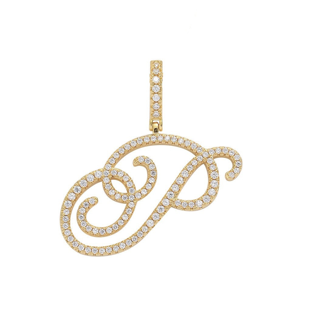 Zircon Alphabet Pendant Necklace in Stainless Steel