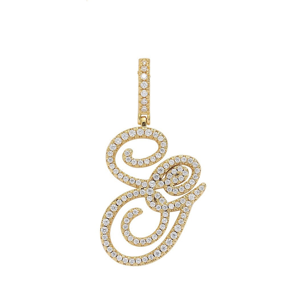 Zircon Alphabet Pendant Necklace in Stainless Steel
