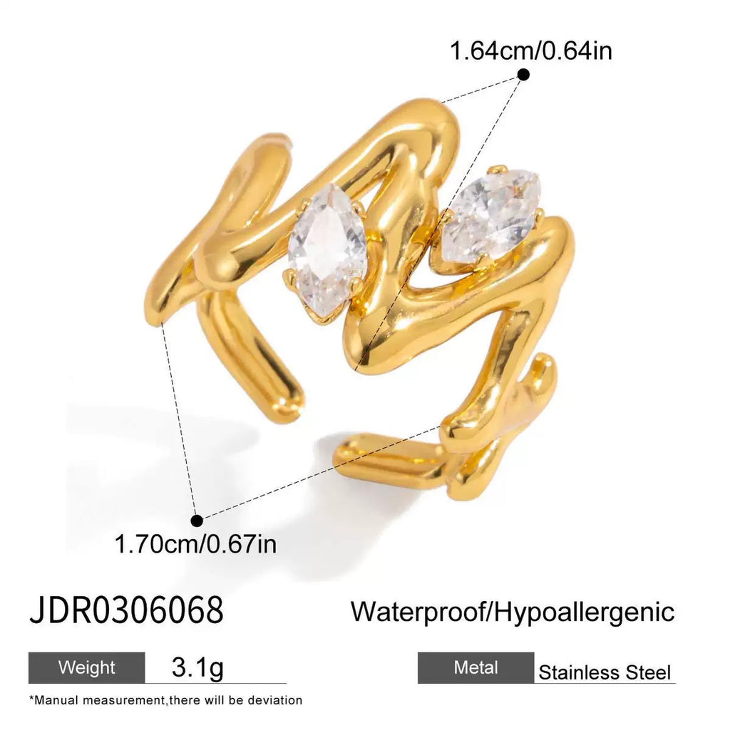 Hexa Stoned Ring - Stainless Steel
