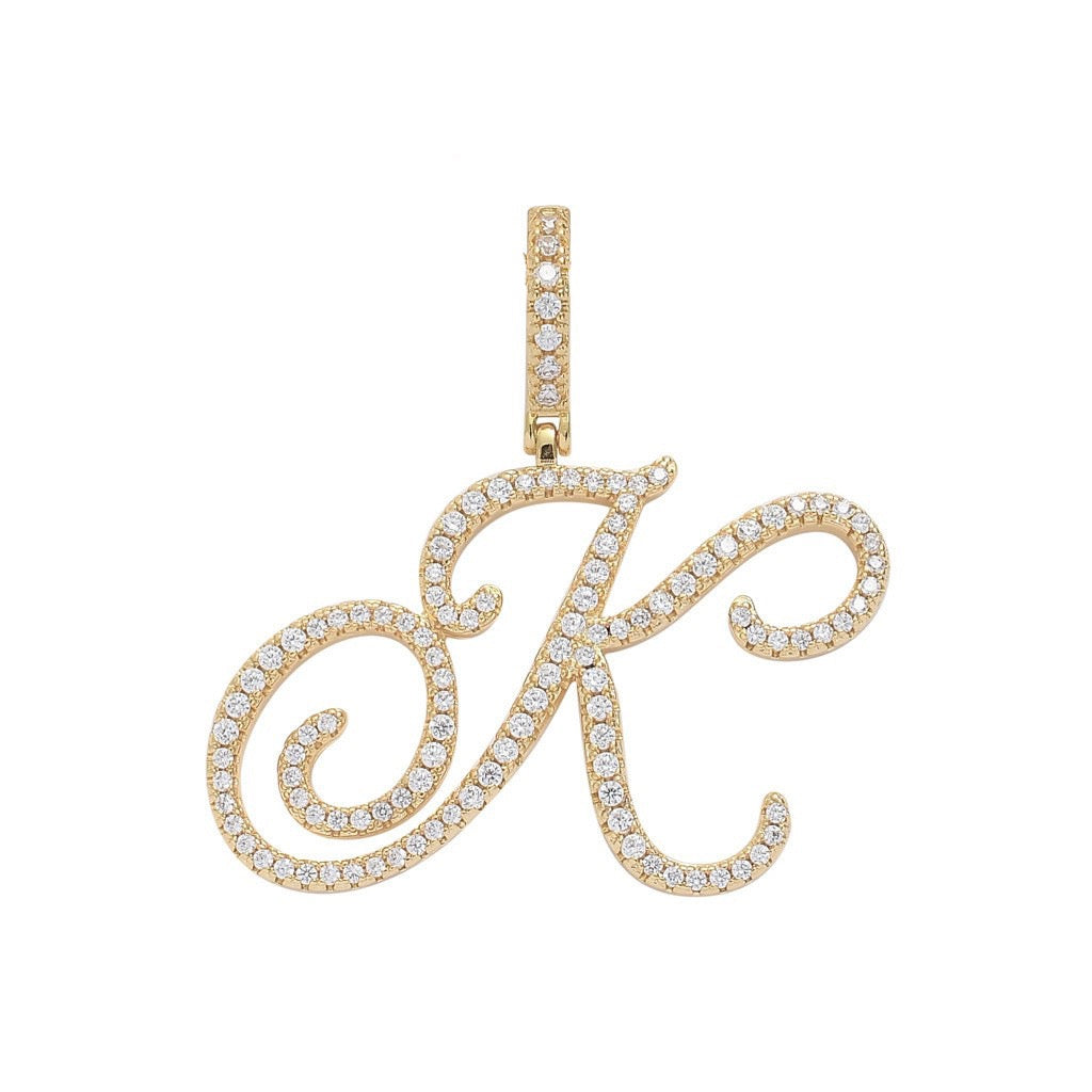 Zircon Alphabet Pendant Necklace in Stainless Steel