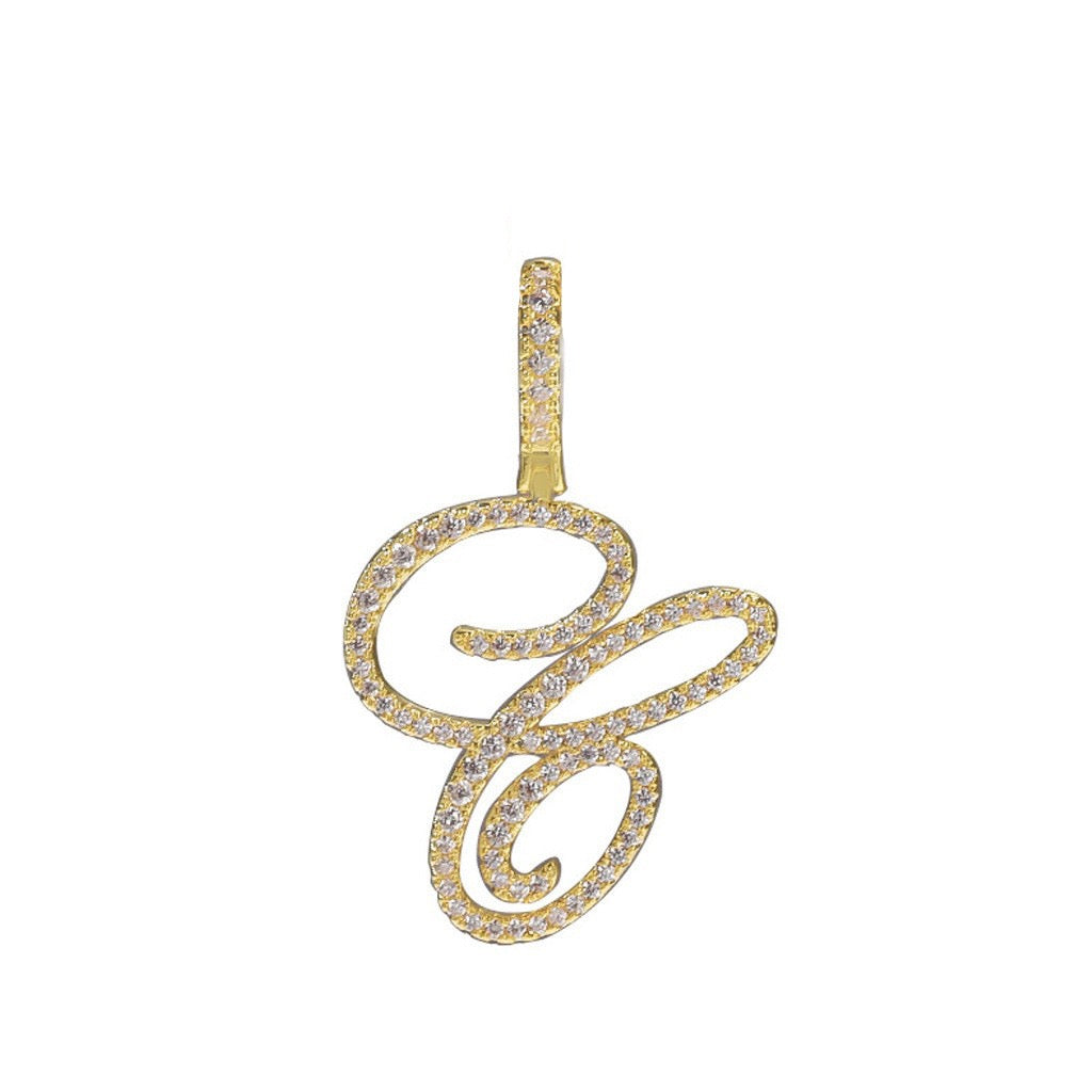 Zircon Alphabet Pendant Necklace in Stainless Steel