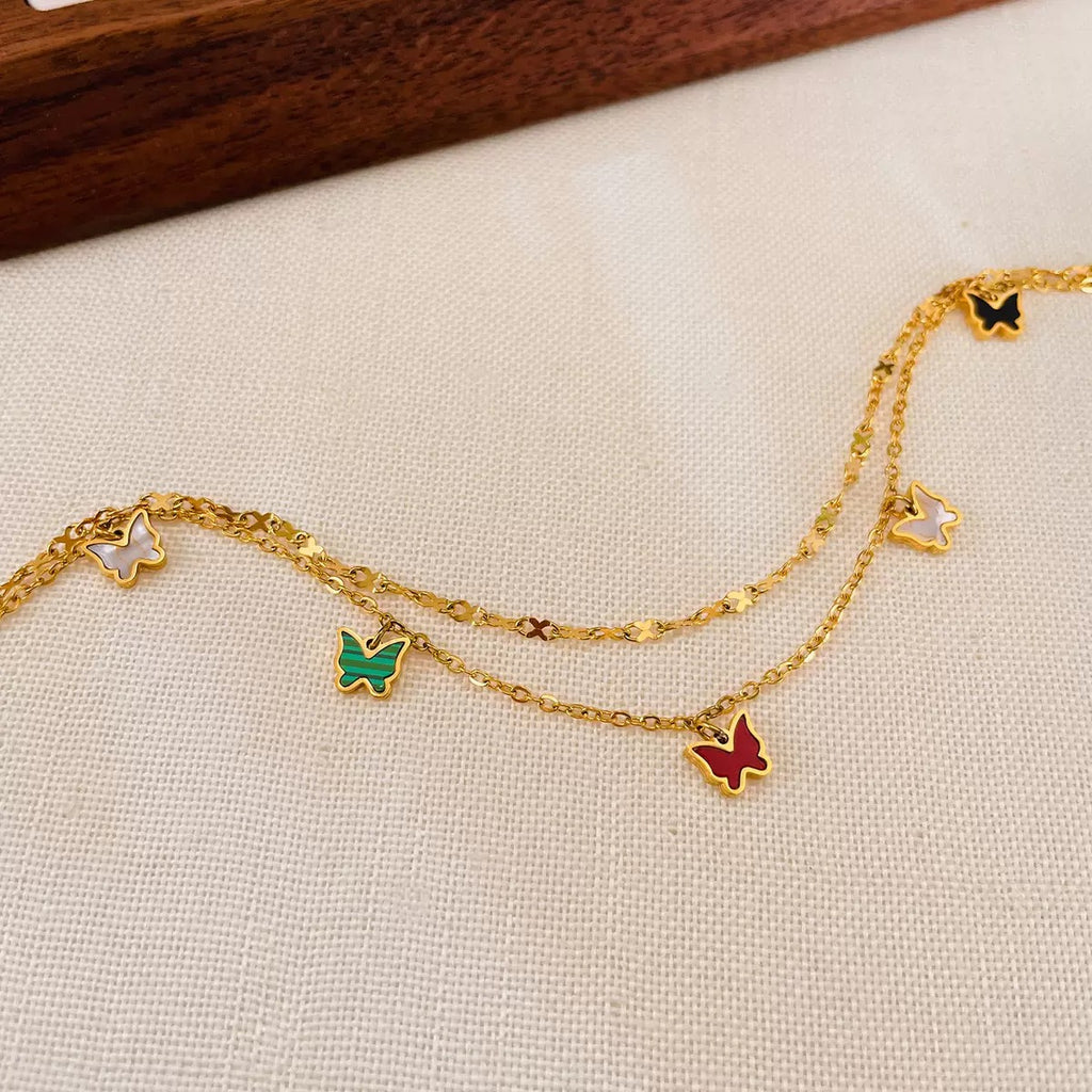 Butterfly Charm Anklet - Stainless Steel