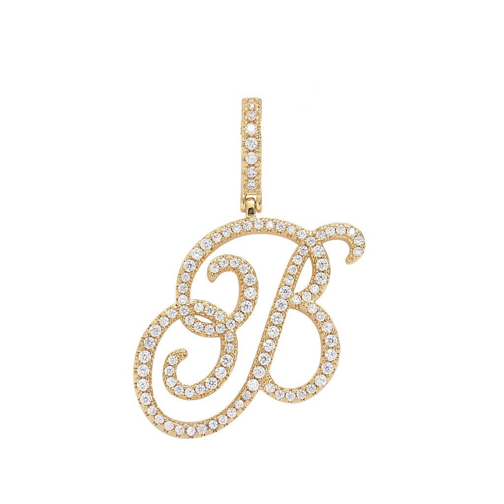 Zircon Alphabet Pendant Necklace in Stainless Steel
