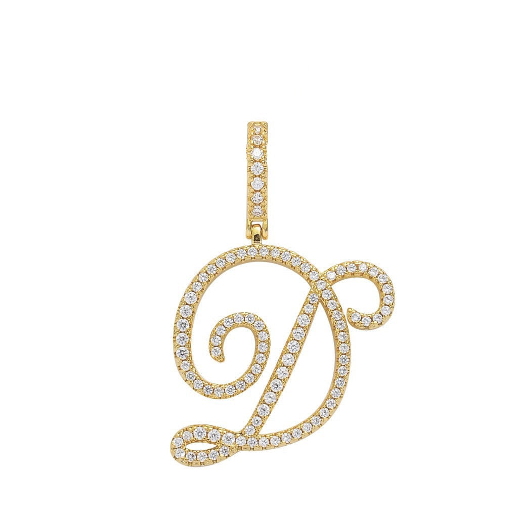 Zircon Alphabet Pendant Necklace in Stainless Steel