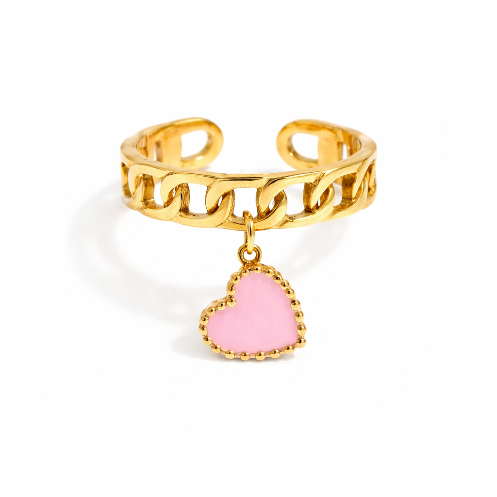 Love Chain Ring in Stainless Steel