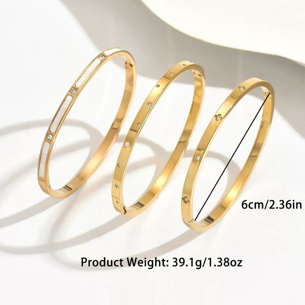 Slim White 3 in 1 Set Bangle in Stainless Steel