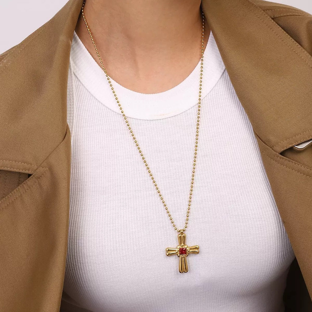 Bead Chain with Royal Cross Pendant