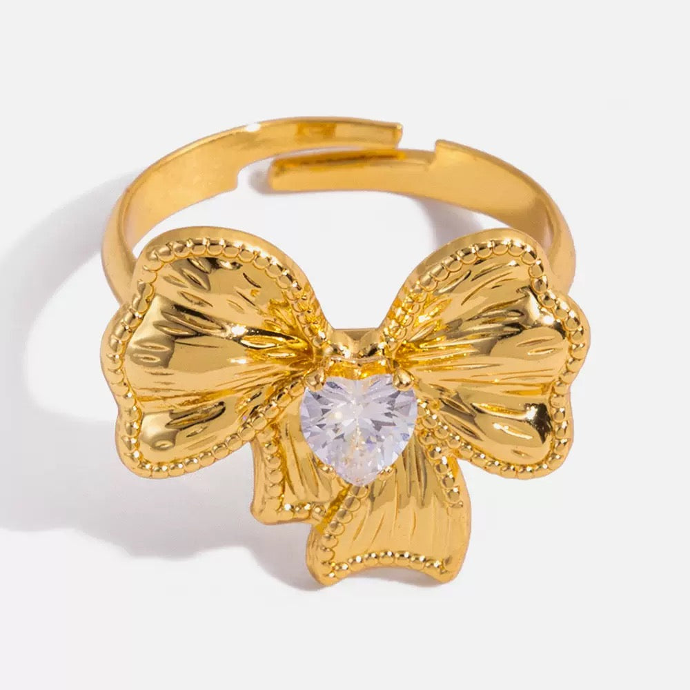 Flower Stone Ring - Stainless Steel