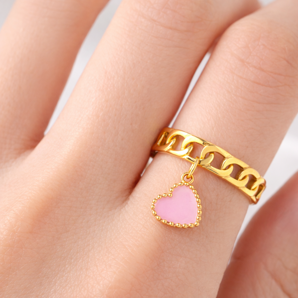 Love Chain Ring in Stainless Steel