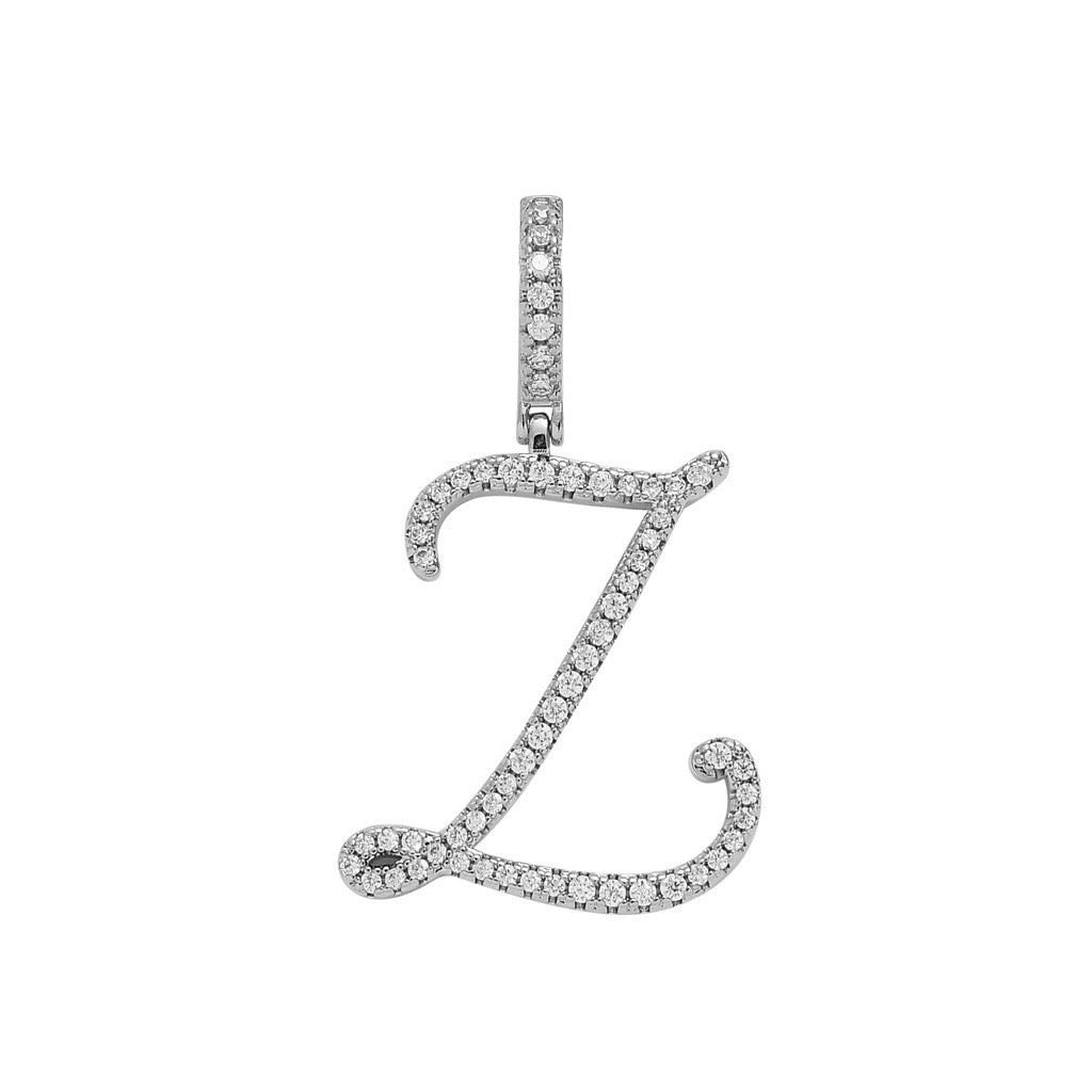 Zircon Alphabet Pendant Necklace in Stainless Steel
