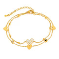 Heart 2 layers Charm Stainless Steel Anklet