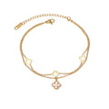 2 layer Clover Anklet-Stainless Steel