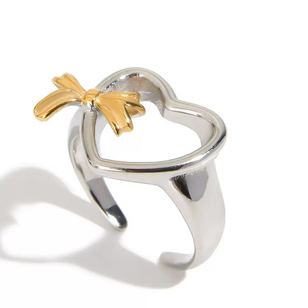Heart Bow Stainless Steel Ring