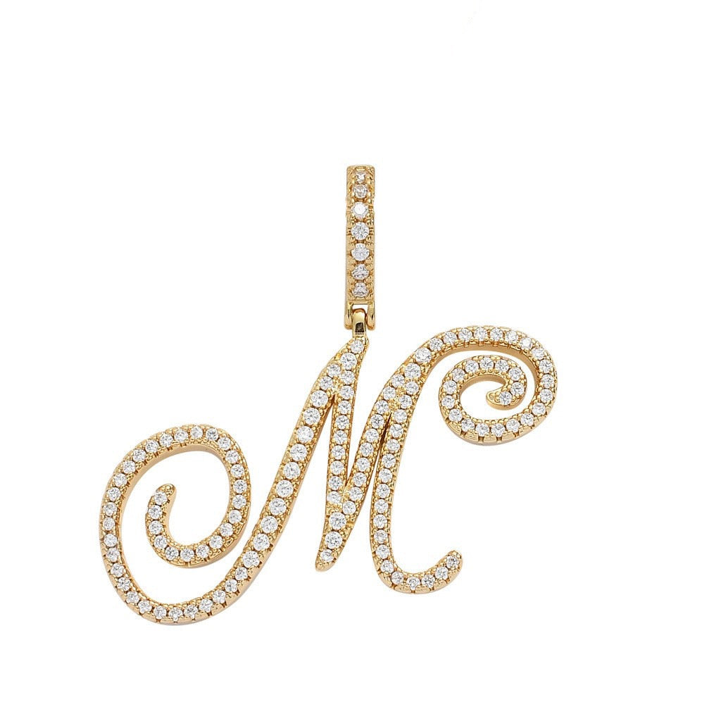 Zircon Alphabet Pendant Necklace in Stainless Steel