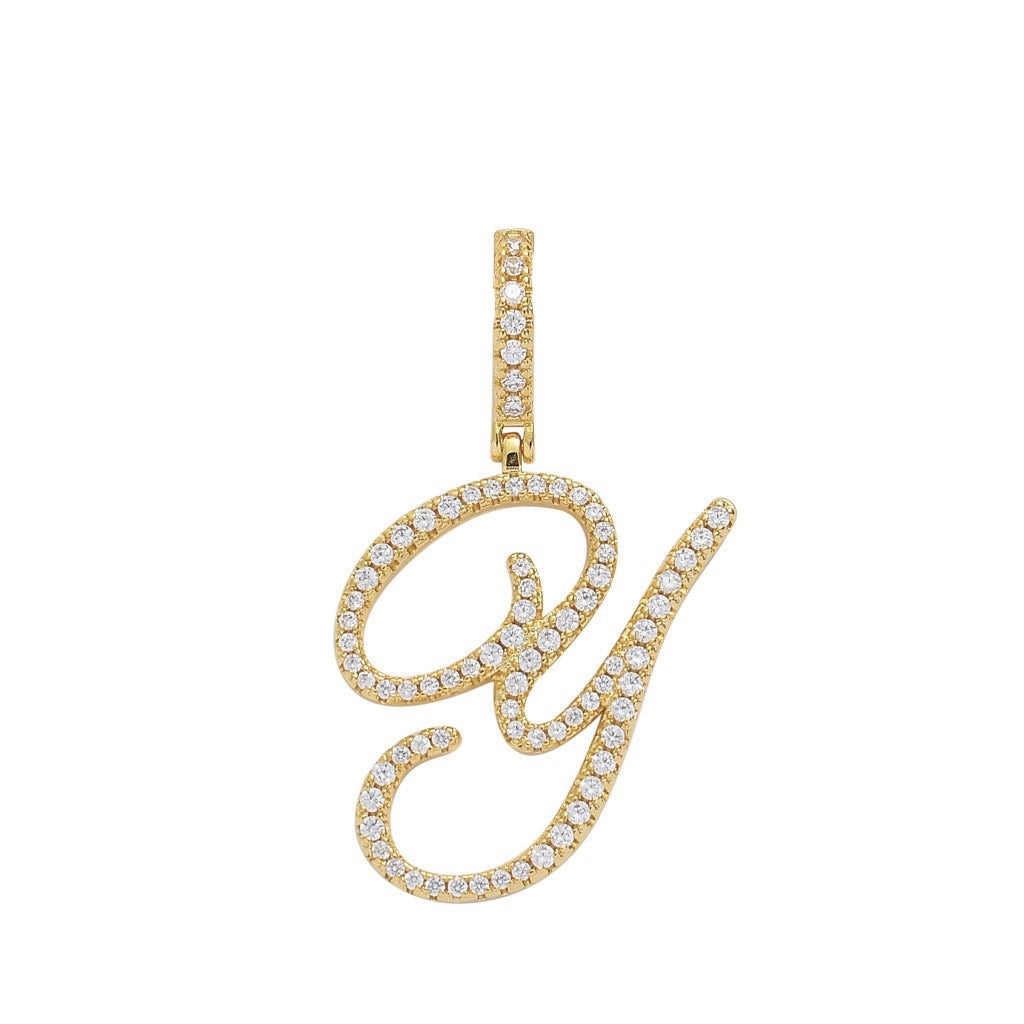 Zircon Alphabet Pendant Necklace in Stainless Steel