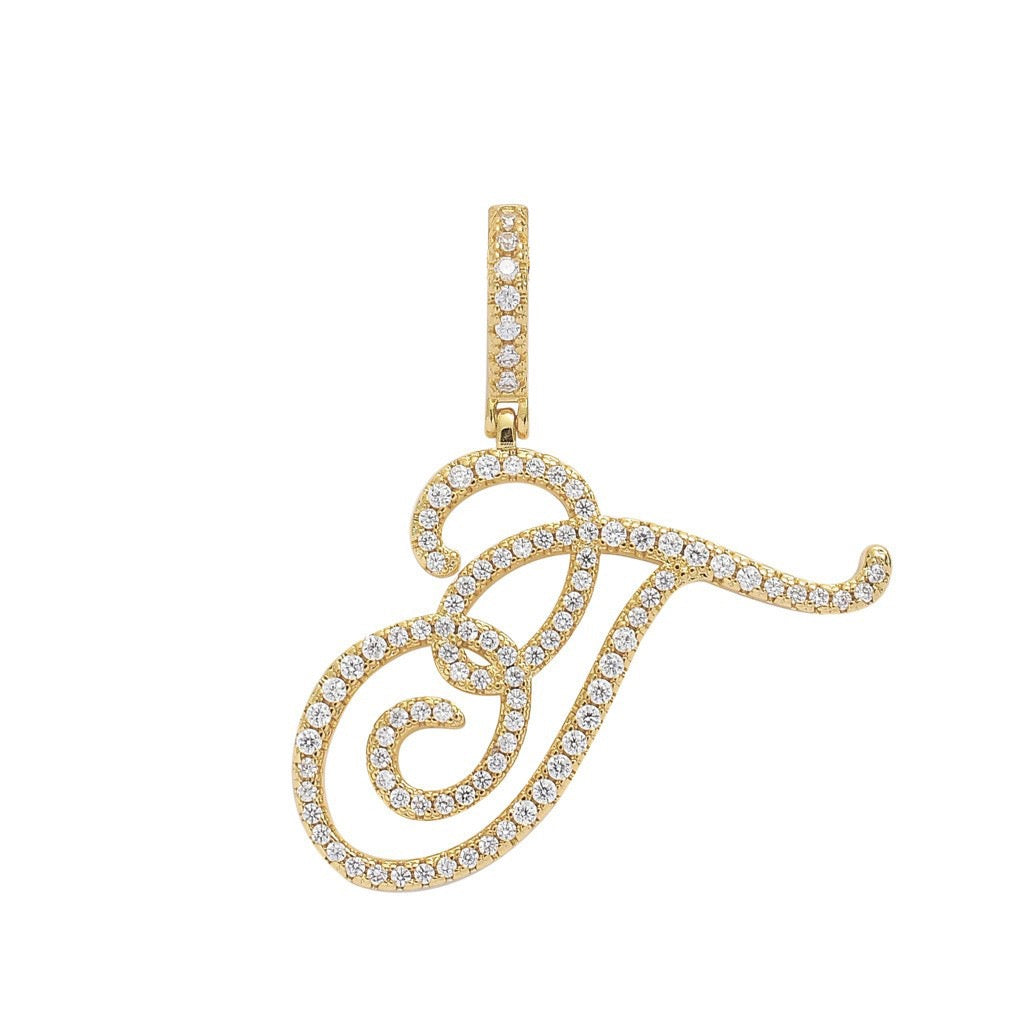 Zircon Alphabet Pendant Necklace in Stainless Steel