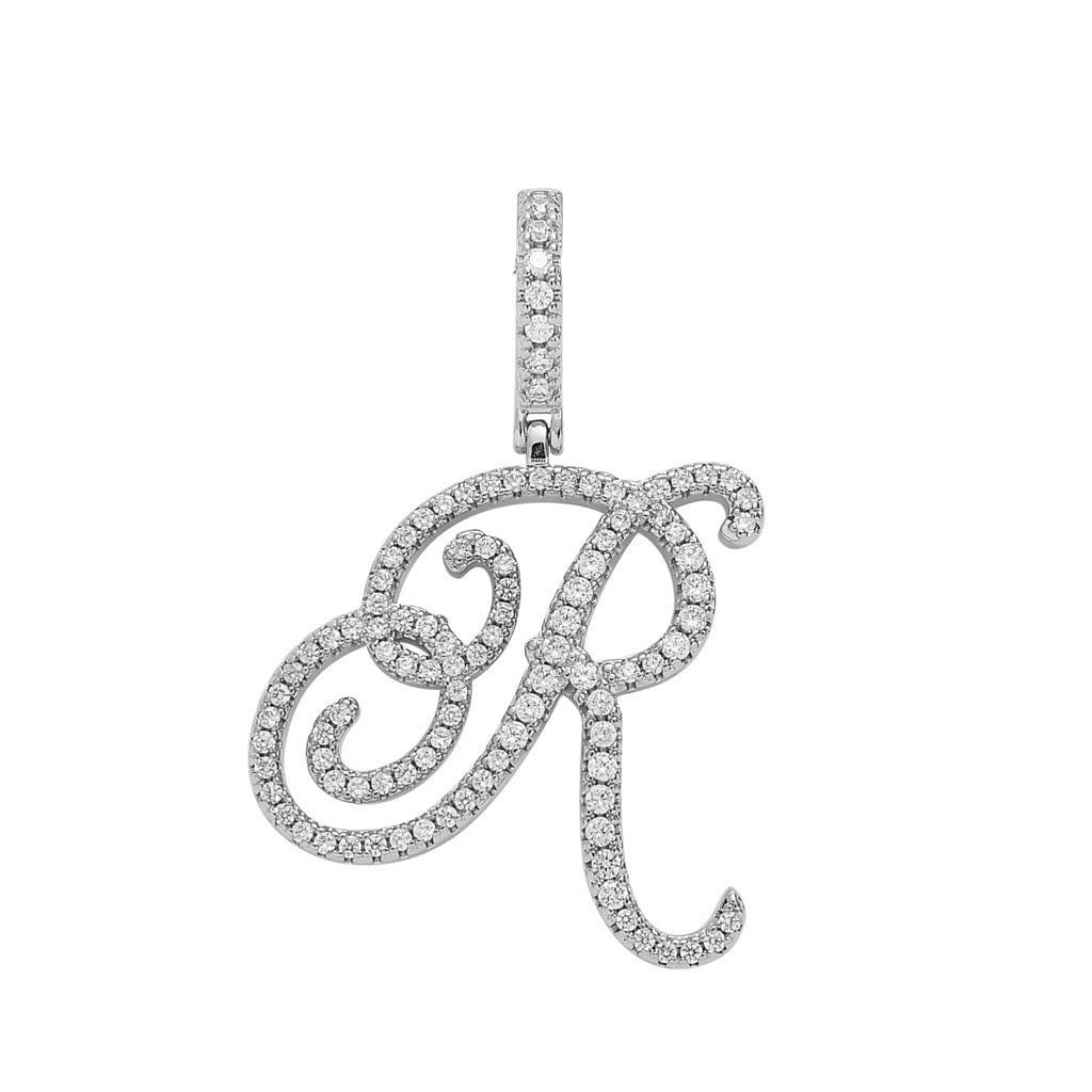Zircon Alphabet Pendant Necklace in Stainless Steel