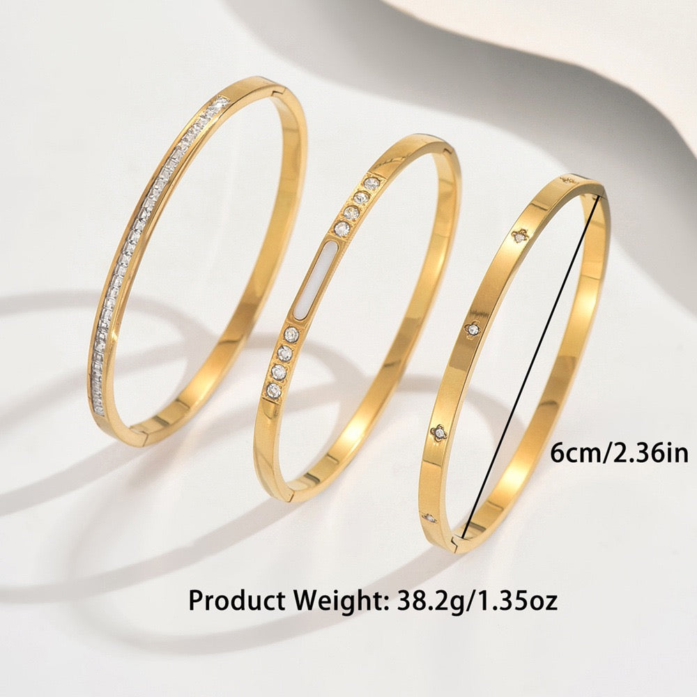 Slim White Mark 3 in 1 Bangle Set