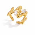 Hexa Stoned Ring - Stainless Steel