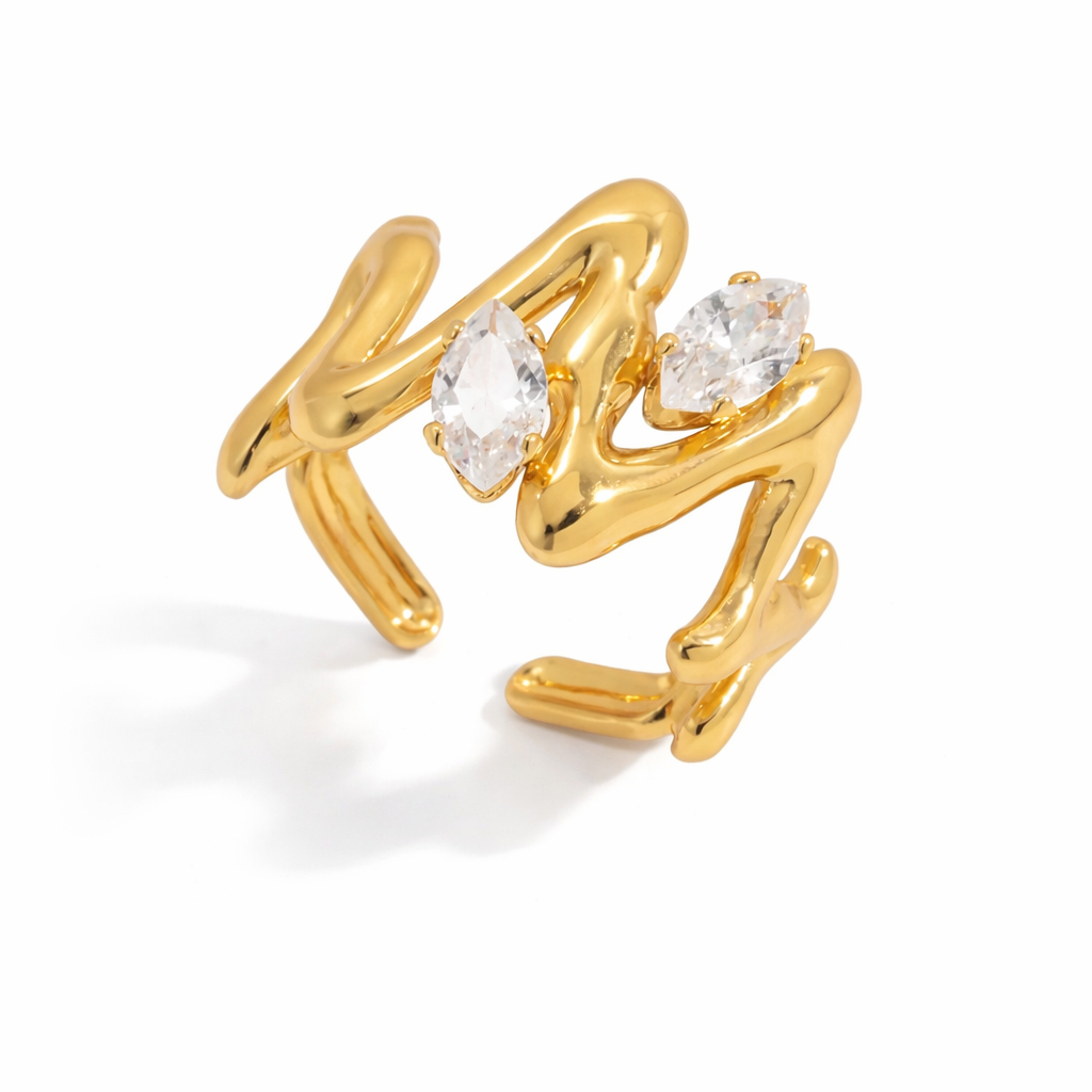 Hexa Stoned Ring - Stainless Steel