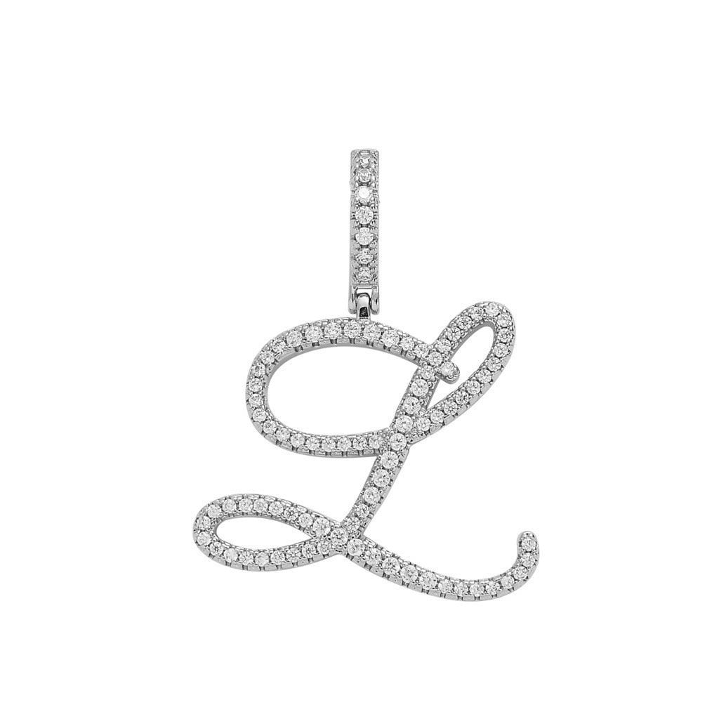 Zircon Alphabet Pendant Necklace in Stainless Steel