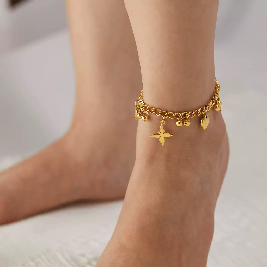 Cross Charm Cuban Anklet