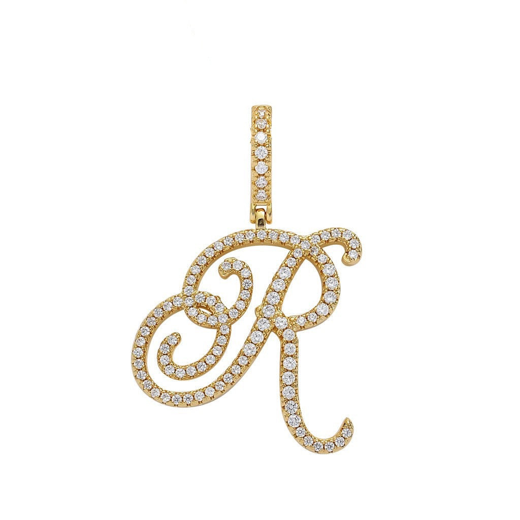 Zircon Alphabet Pendant Necklace in Stainless Steel