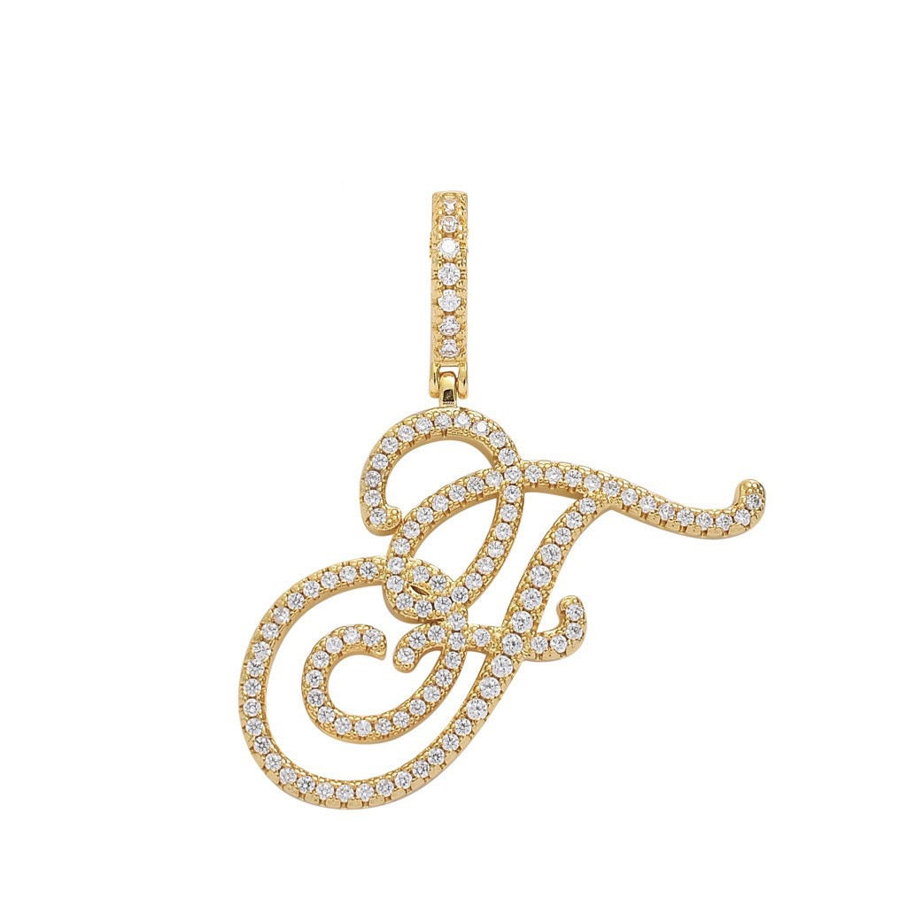 Zircon Alphabet Pendant Necklace in Stainless Steel