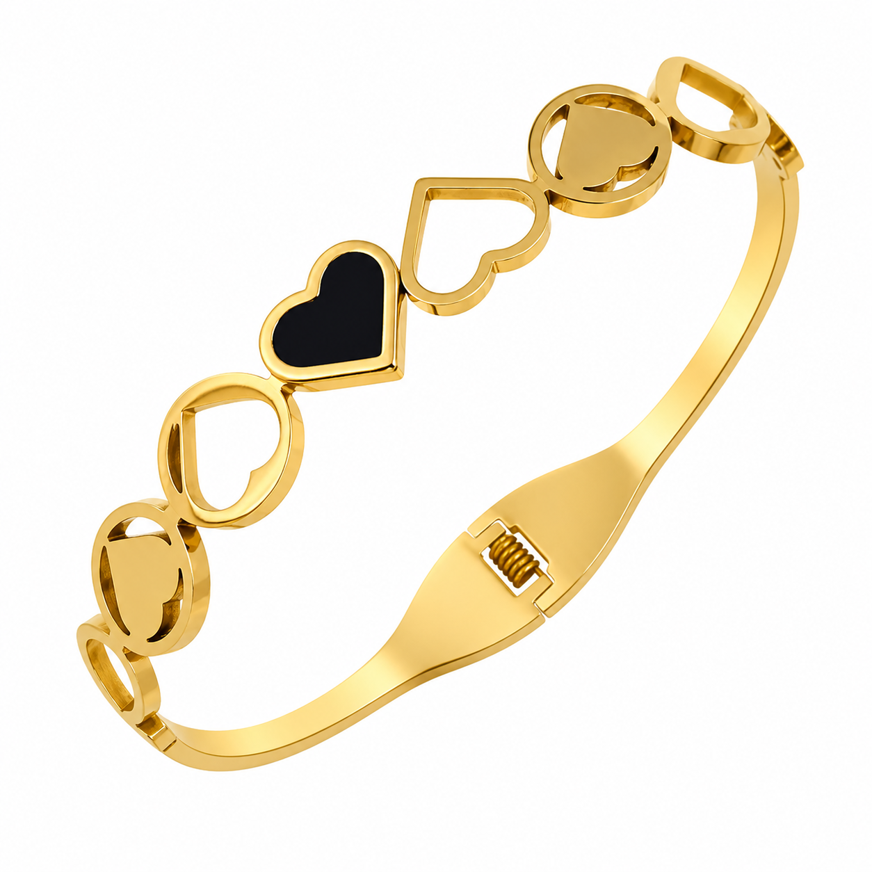 Shell Heart Stainless Steel Cuff Bangle