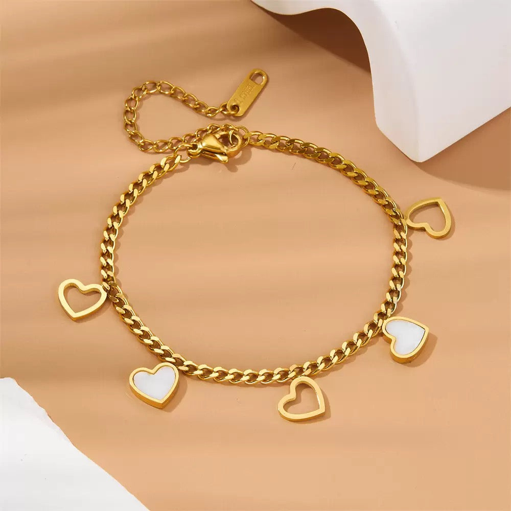 Hearts Anklet - Stainless Steel