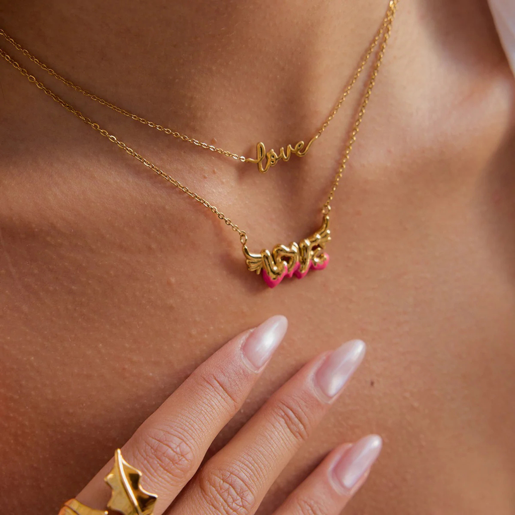 Fiery Pink Love Necklace – Tarnish Free