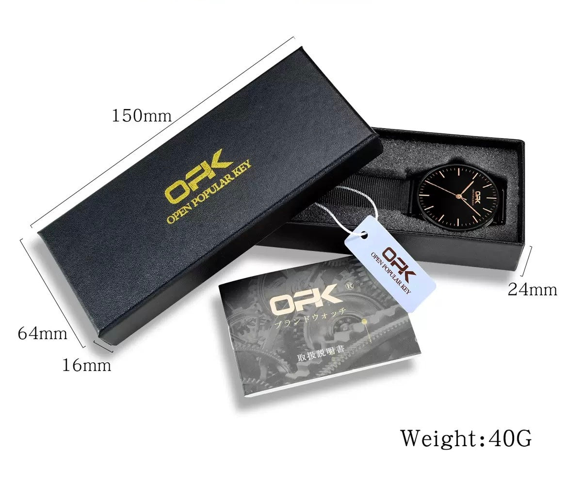 OPK Waterproof Brown Leather Men’s Watches