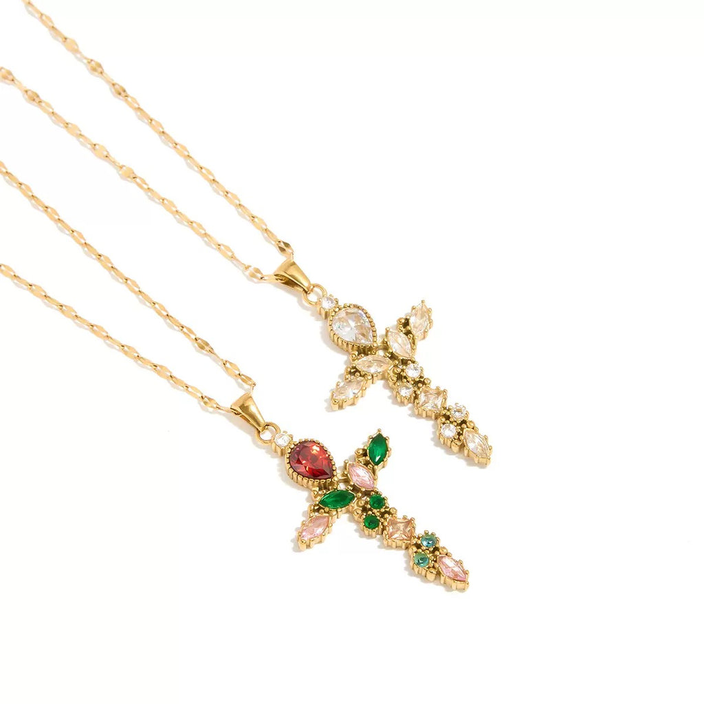 Prism Cross Necklace in Stainless Steel