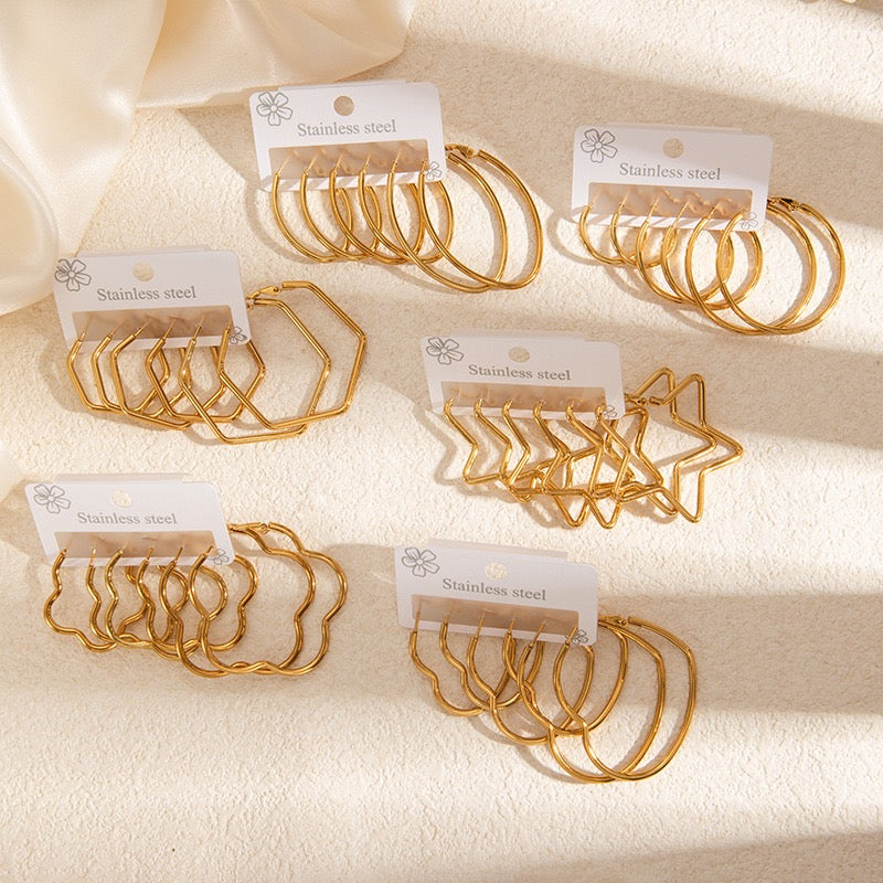 Gold Stainless Steel Hoop Earrings