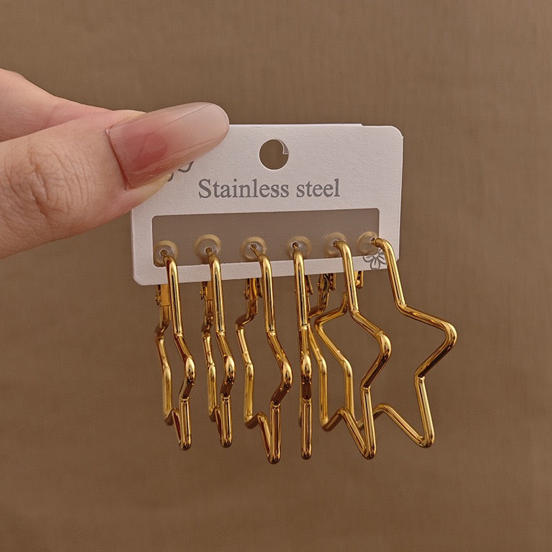Gold Stainless Steel Hoop Earrings