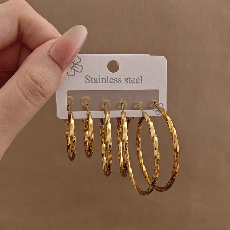 Gold Stainless Steel Hoop Earrings