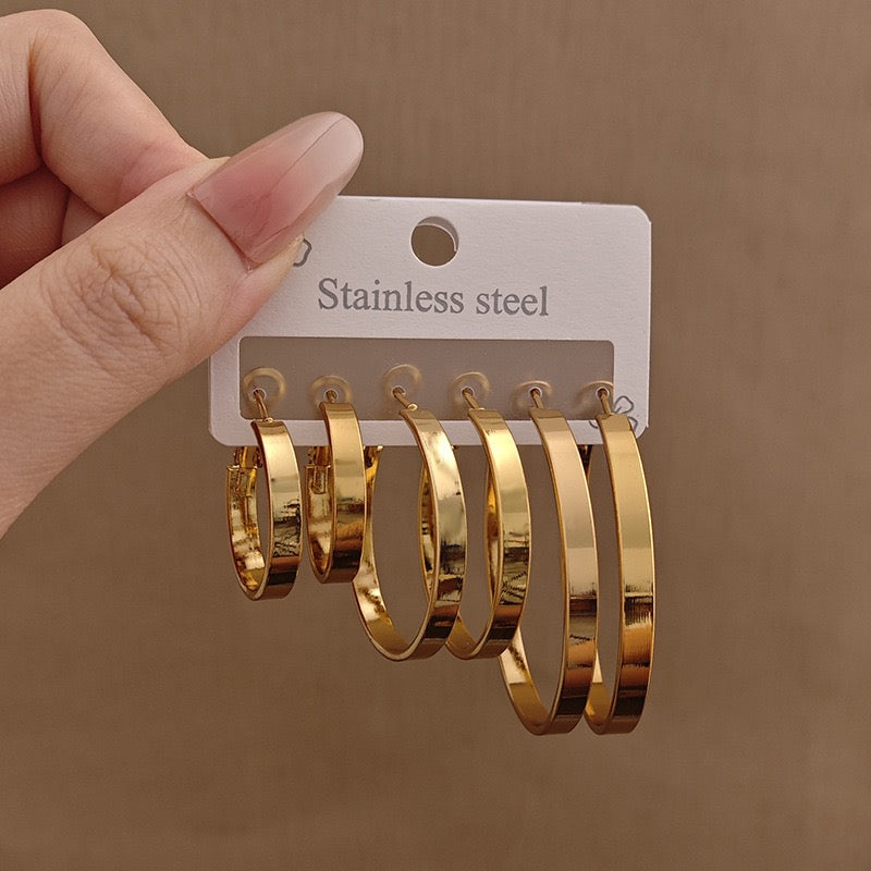 Gold Stainless Steel Hoop Earrings