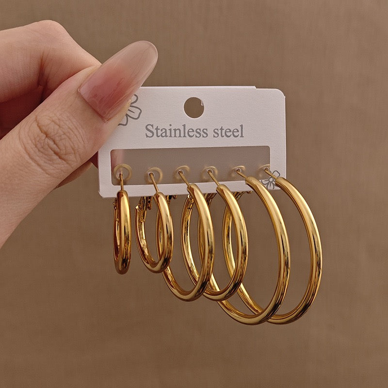 Gold Stainless Steel Hoop Earrings