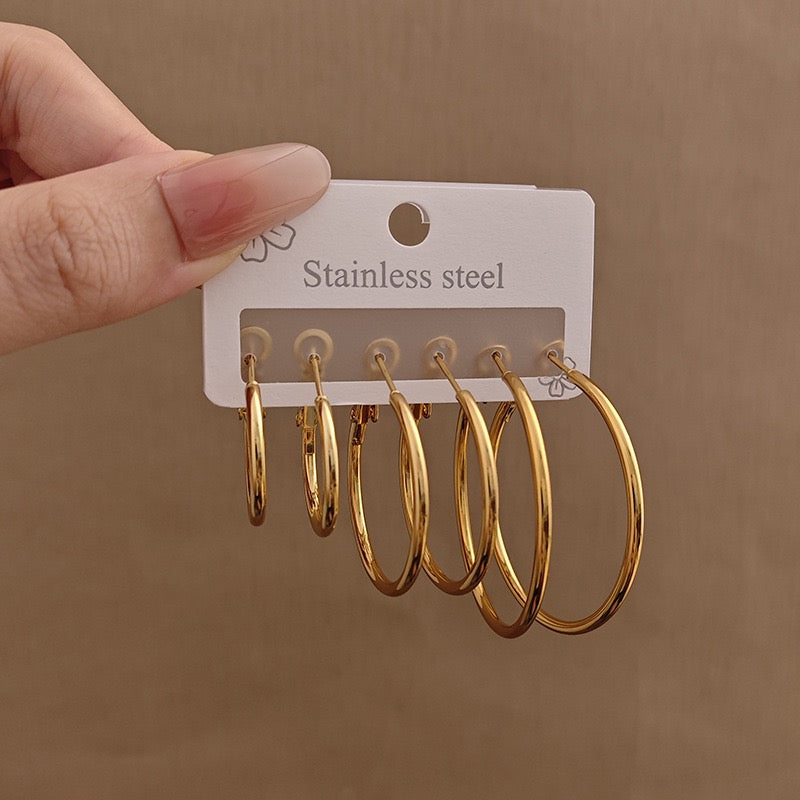 Gold Stainless Steel Hoop Earrings