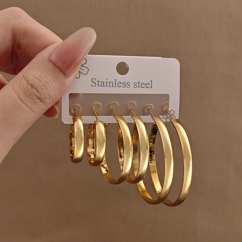 Gold Stainless Steel Hoop Earrings