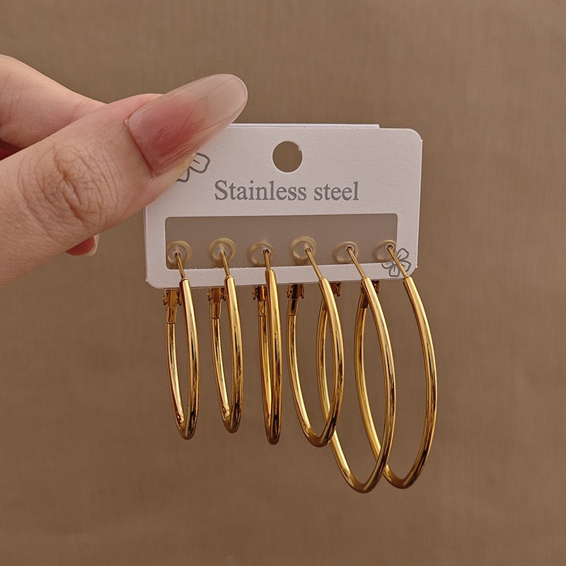 Gold Stainless Steel Hoop Earrings
