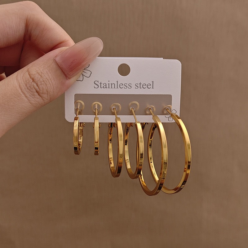Gold Stainless Steel Hoop Earrings