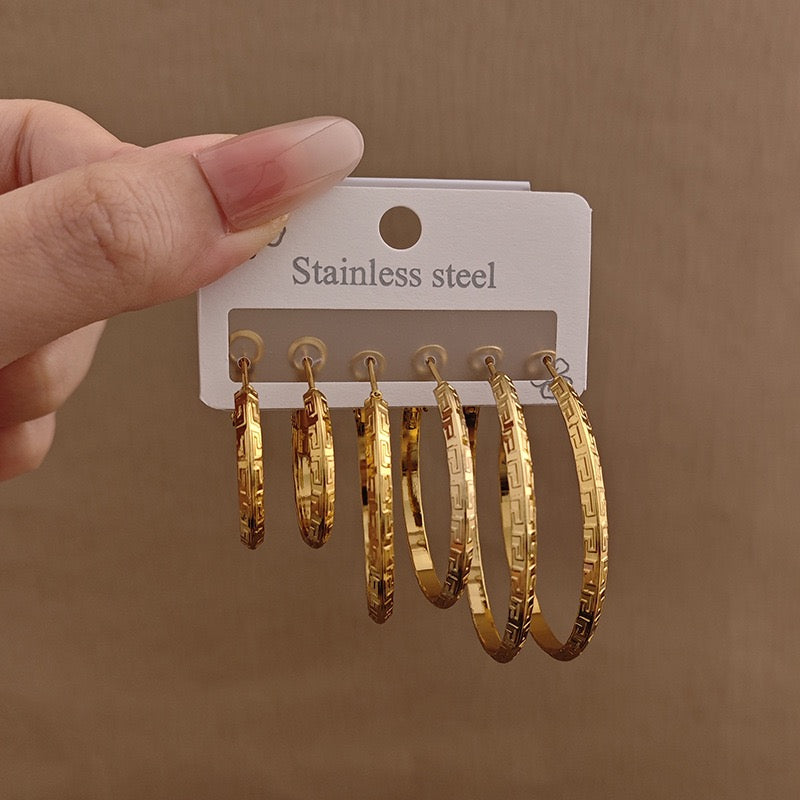 Gold Stainless Steel Hoop Earrings