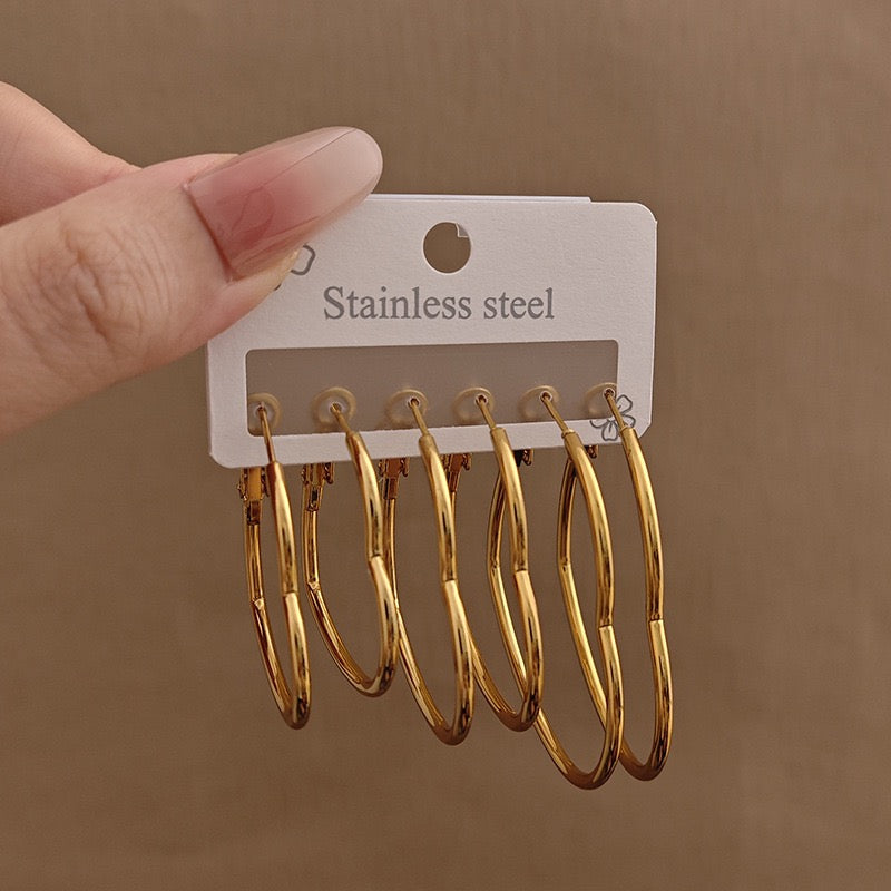Gold Stainless Steel Hoop Earrings